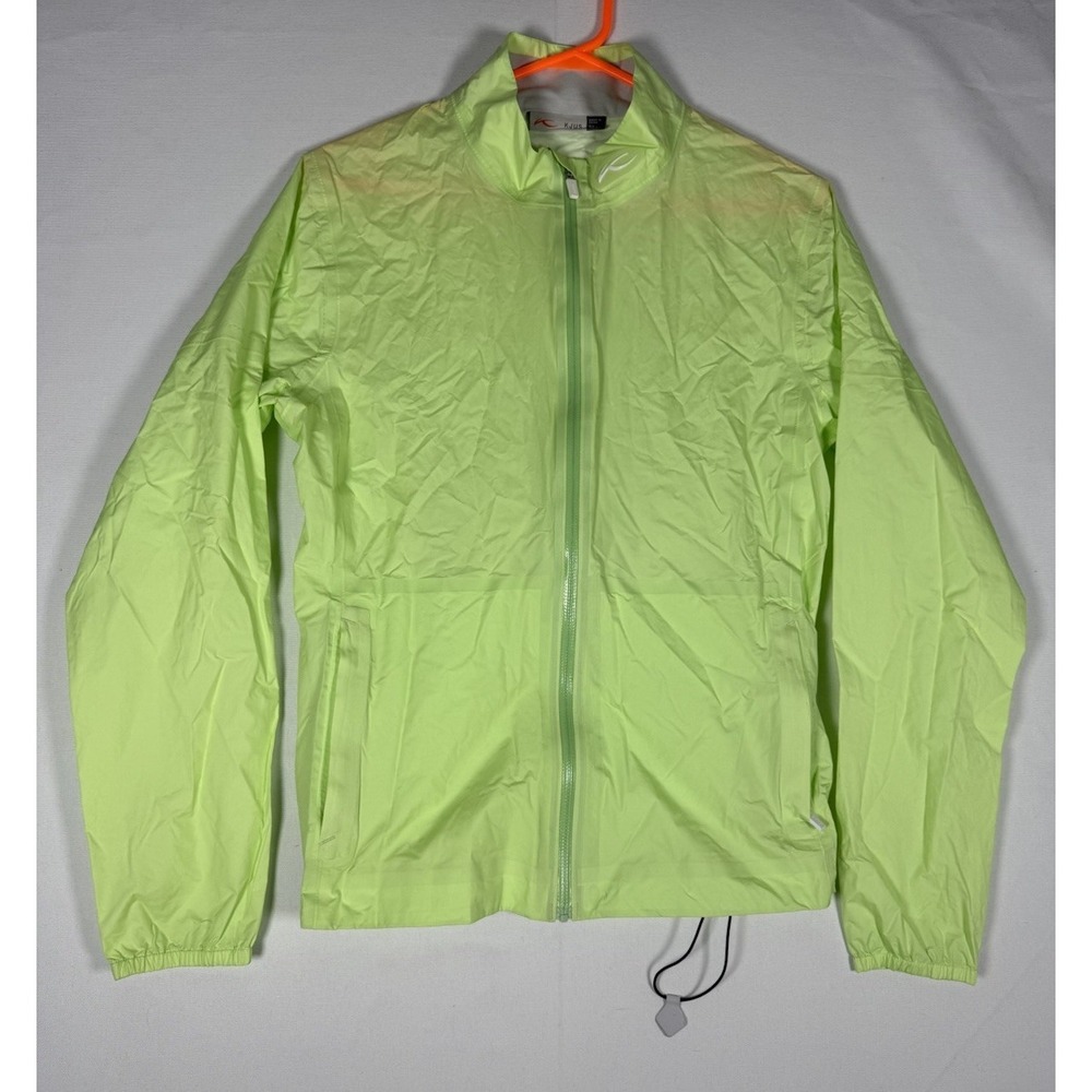 KJUS Jacket Women Medium Neon Green Waterproof Full Zip Lightweight Dextra 2.5L